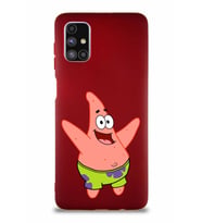 Samsung Galaxy M51 Soft Premier Kapak Patrick Yıldız Tasarımlı Silikon Kılıf - Mürdüm (Şeffaf)