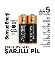 Type-c Şarjlı 2800mwh 1.5v Şarj Edilebilir 2 li Aa5 Kalın Pil - Lityum Iyon Batarya