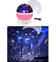 EC Shop Bsd Gifted Star Master Dönen Renkli Ay Yıldızlı Gökyüzü Projeksiyon Gece Lambası Pembe