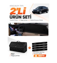 PROTON GEN 2 (2004-2011) Uyumlu Torpido Örtüsü + Deri Bagaj Çantası + Sticker Seti - Siyah