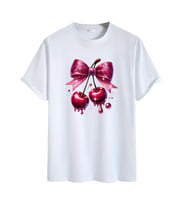 Kiraz  Görselli  Unisex (Cherry Tshirt) Tişört (Beyaz)