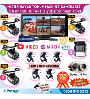 Mibzer için 4+1 Büyük Kameralı 10.36 inç Dokunmatik Monitör Beşe Bölen Kayıtlı 256 Gb Sd Kart Destekli (Siyah)
