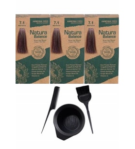 NATURA BALANCE SAÇ BOYASI 7.1  KÜLLÜ KUMRAL 3 ADET+SAÇ BOYAMA SETİ