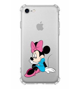 Apple iPhone 8 Uyumlu Köşe Korumalı Antişok  Kapak Minnie Mouse Tasarımlı Şeffaf  Kılıf