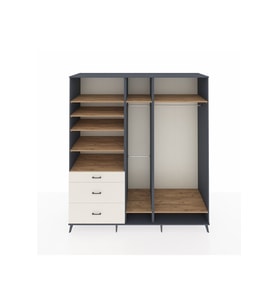 Kronos Dolap 9 Raflı 3 Çekmeceli 3 Askılı 220x59x243 Antrasit-Çam/Aytaşı