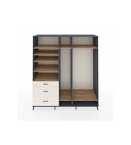 Kronos Dolap 9 Raflı 3 Çekmeceli 3 Askılı 220x59x243 Antrasit-Çam/Aytaşı