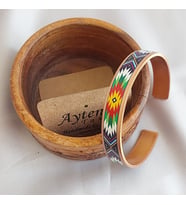 El Yapımı Bakır Bileklik  Etnik Desenli UV Baskı  Unisex Tasarım