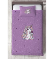 MEKTA HOME BEBEK VE ÇOCUK ODASI Mor Unicorn Desenli Yatak Örtüsü
