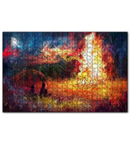 Cakapuzzle Gece Ormanda Kamp Ateşi ve Yüksek Alevler   Puzzle Yapboz MDF (Ahşap) (120 Parça)