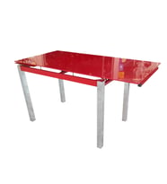 Masa 12360 CAM LAZER YPIŞTIRMA Metal nikelaj ayak Kırmızı TEMPER Cam El Yapım