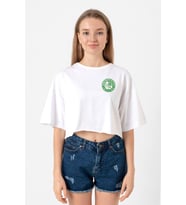 One Piece Anime Santoryu Style Fast Blue Beyaz Kadın Crop Tshirt