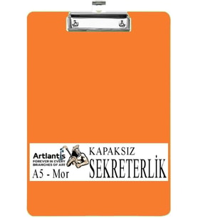 Kapaksız A5 Küçük Boy 1 Adet Renkli Kapaksız Sekreterlik Klipsli Metal Mekanizmalı 80 Yaprak Kapasiteli Ofis Turuncu