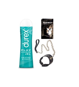 Durex Play Ekstra Hisset Bay Bayan Uyarıcılı Jel 50 ml + Siyah Deri Tasma + Hediye