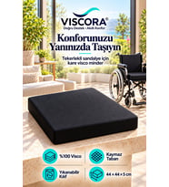 Tekerlekli Sandalye Minderi – %100 Visco Kare Oturma Minderi, Kaymaz Taban 44×44×5 cm