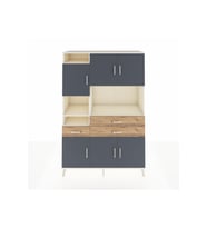 Hyperion Dolap 9 Raflı 3 Çekmeceli 6 Kapaklı 132x44x195 Aytaşı-Antrasit/Çam