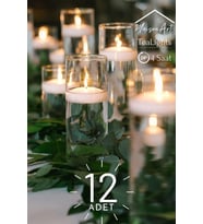 Float  Beyaz 12 Adet Yüzen Mum  4 Saat Yanan Tea Light Mum  Kokusuz Terapi Mu