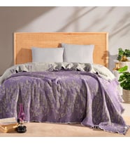 Müslin Hybrid Yorgan, 240x260 cm, Makinede Yıkanabilir, Konforlu Hafif %100 Pamuklu Müslin Kumaş Kaplamalı Elyaf Yorgan Battaniye (Lavanta Mor)