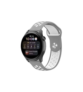 Watch 20mm Spor Delikli Kordon - Gri-beyaz