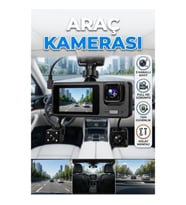 3 Kameralı Araç DVR Kayıt Cihazı Ön İç Arka Kamera 1080P Ekranlı Güvenlik Sistemi