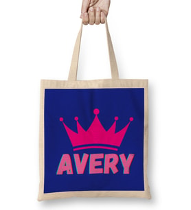 Avery -Name personalized Custom - vintage Retro Rainbow Style Design Gift Baby- Gift For Her Bez Çanta Uzun Saplı