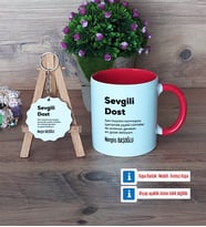 Arkadaşa Hediye Kupa Bardak Kırmızı ve Ahşap Anahtarlık Hediye (Model 1)