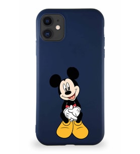 Apple iPhone 11 Soft Premier Kapak Mickey Mouse-A Tasarımlı Silikon Kılıf - Lacivert (Şeffaf)