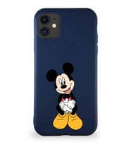 Apple iPhone 11 Soft Premier Kapak Mickey Mouse-A Tasarımlı Silikon Kılıf - Lacivert (Şeffaf)