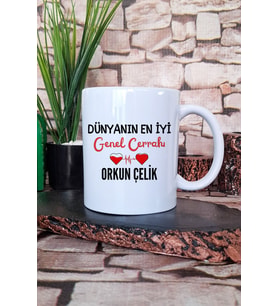 Dünyanın En İyi Genel Cerrahı Baskılı Kişiye Özel Genel Cerrah Hediyelik Kupa Bardak
