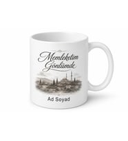 Memleketim Gönlümde Yazılı Baskılı Kupa Bardak Hediye Porselen Mug