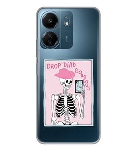 Xiaomi Redmi 13C Uyumlu İskelet Selfie Tasarımlı Şeffaf Telefon Kılıfı