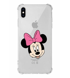 Apple iPhone X Uyumlu Köşe Korumalı Antişok  Kapak Minnie Mouse Tasarımlı Şeffaf  Kılıf