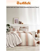 Özdilek Calista 7 Parça Yatak Örtülü (Pamuklu) Gelin Seti-Bej
