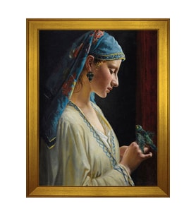 Kadın Motifli Kanvas Tablo 80 x 110 cm Gold Çerçeve
