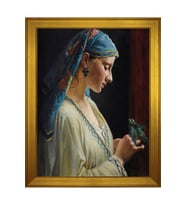 Kadın Motifli Kanvas Tablo 80 x 110 cm Gold Çerçeve