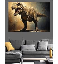 Dev Dinozor T-Rex Doğada Tablosu Dekoratif Kanvas - Mdf Ahşap Tablo