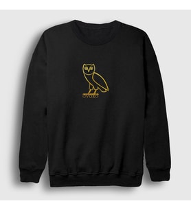 Presmono Unisex Siyah Ovoxo Baykuş Owl Drake Sweatshirt 372418tt