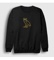 Presmono Unisex Siyah Ovoxo Baykuş Owl Drake Sweatshirt 372418tt