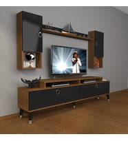 Decoraktiv Ekoflex 5DA Mdf Gold Tv Ünitesi Tv Sehpası - Ceviz Siyah (Siyah - Ceviz)