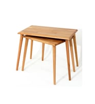Fawdecor Dikdörtgen Masif Doğal Tekli, 2'li, 3'lü Zigon Sehpa Set, Modern Masif Yan Sehpa (Açık Kahverengi)