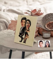 BK Gift Kişiye Özel Sevgililer Karikatürlü Dekoratif Ahşap Çerçeve Model 6