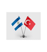 Nikaragua ve Türk Bayrağı İkili Saten Masa Bayrağı Takımı