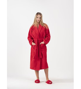 CottonVerse Şalyaka Bornoz – %100 Pamuk, Unisex Kırmızı-S/M