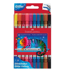 FABER GLITTER ÇİFT UÇLU KEÇELİ SİMLİ KALEM SETİ 10' LU ( 10 RENK ) - 151107