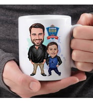 Şık Baba ve Oğlu Karikatürlü Kupa Bardak