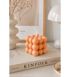 Bubble Mum - Mumelia Candles Doğal Soya, El Yapımı, Dekoratif - Turuncu