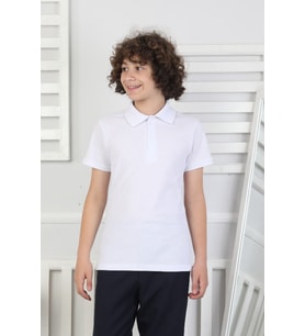 Erkek Çocuk %100 Pamuk Okul Tarz T-Shirt 5-17 Yaş  12272 MODANINO (Beyaz)