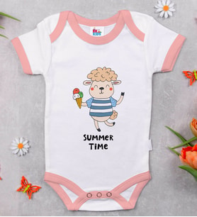 BK Kids Summer Time Tasarımlı Pembe Bebek Body Zıbın-1