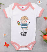 BK Kids Summer Time Tasarımlı Pembe Bebek Body Zıbın-1