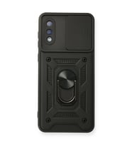 Samsung Galaxy A02 Kılıf Pars Lens Yüzüklü Silikon - Siyah