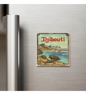 Cibuti Djibouti - Posta Pulu Temalı Ülke - Baskılı Buzdolap Magneti Kare - 9x9 cm